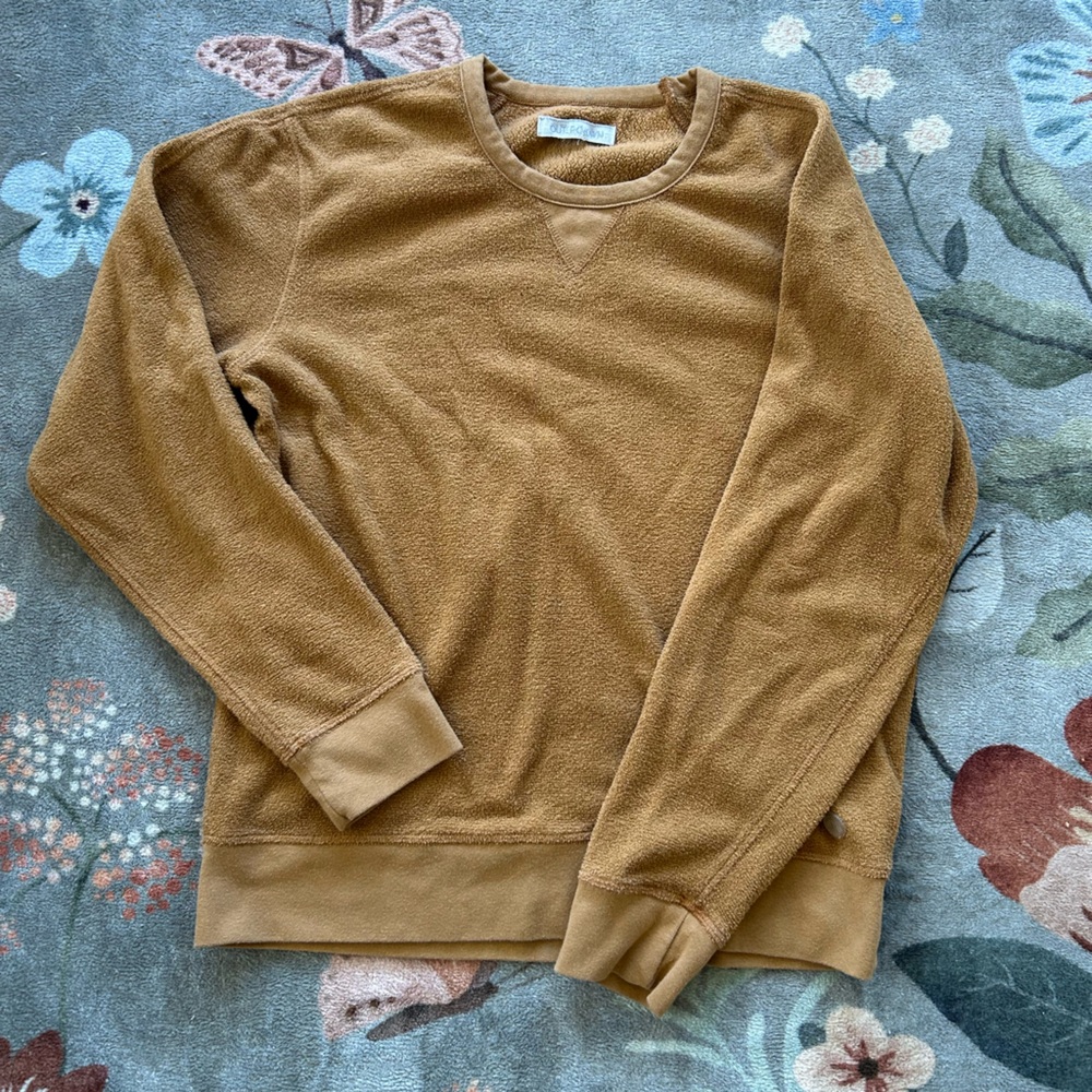 Outerknown High Tide Men’s Mustard Raglan Sleeve Crew Neck Sweater Sz L